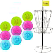 Frisbeegolf Aloittelijan pelisetti kolmelle  (kori + 9 kiekkoa)