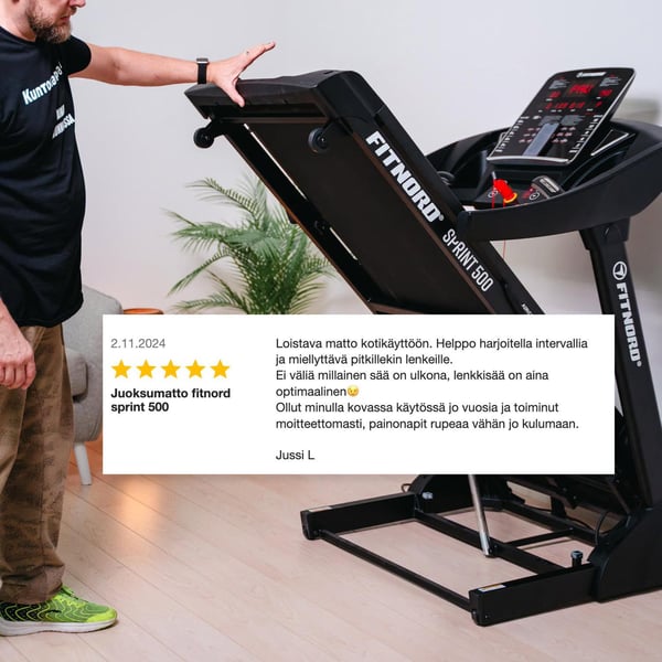 FitNord Sprint 500 Juoksumatto *VOITELUVAPAA* (SYKEVYÖ KAUPAN PÄÄLLE, ovh 49,90€) 5