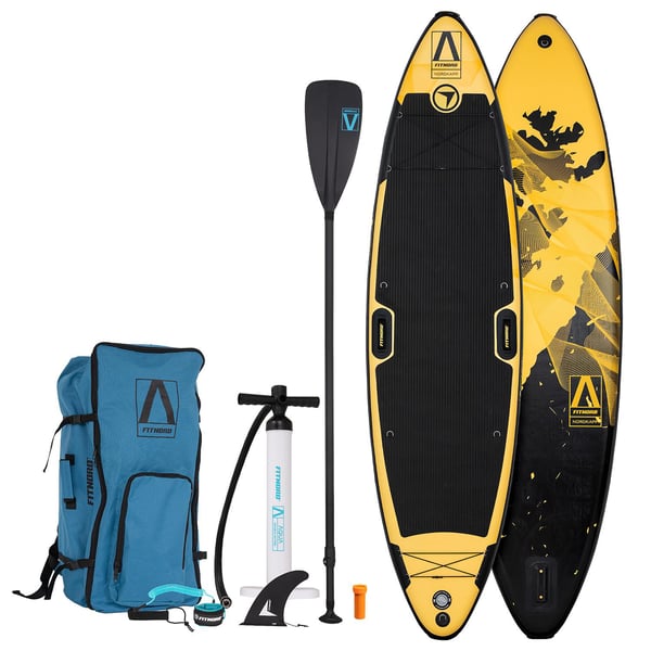 FitNord Aqua Leaf 340 SUP-lautasetti, Nordkapp (musta-keltainen), hiilikuitumelalla, G2 1