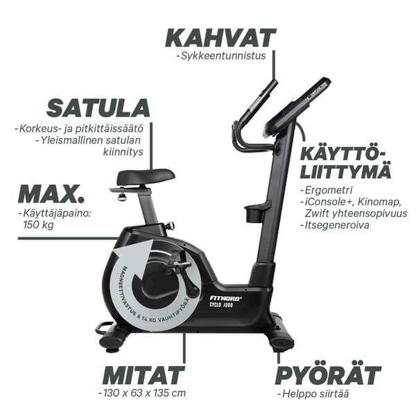 FitNord Cyclo 1000 Kuntopyörä (VUODEN LISÄTAKUU KAUPAN PÄÄLLE) 3