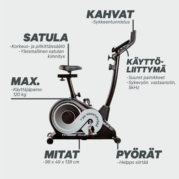 FitNord Cyclo 200 Kuntopyörä (VUODEN LISÄTAKUU KAUPAN PÄÄLLE) 3