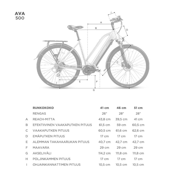 FitNord Ava 500 Sähköpyörä 2024, valkoinen (612 Wh akku) 14