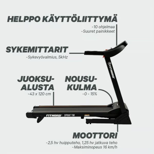 FitNord Sprint 150 G2 Juoksumatto *VOITELUVAPAA* 4