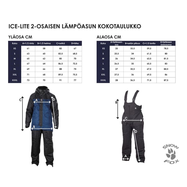 Snow Fox ICE-LITE 2-osainen lämpöasu musta/sininen 5