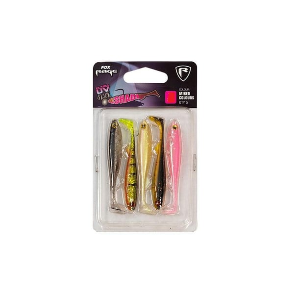 Slick Shad 9cm / 3.5" UV mixed colour pack x 5pcs 1