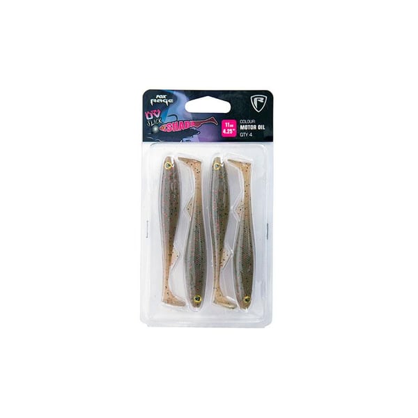 Slick Shad Ultra UV 11cm  / 4.25" Motor Oil x 4 1