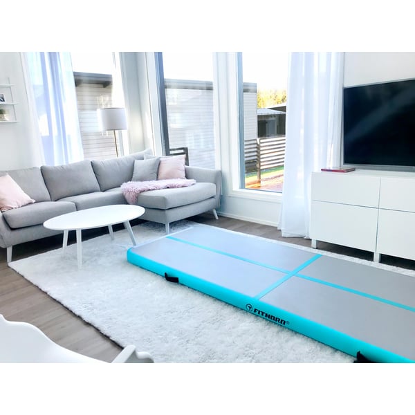 Fitnord Airtrack Ilmavolttirata sisätiloissa, 3 x 1 metriä, turkoosi
