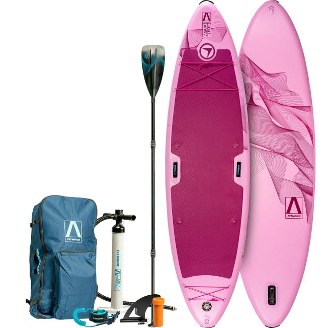 FitNord Aqua Leaf 340 SUP-lautasetti, pinkki (kantavuus 200 kg, lasikuitumela)