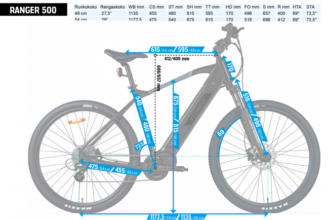 FitNord Ranger 500 Sähkömaastopyörä 2022 (612 Wh tehoakku)